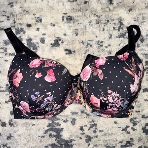 Floral Black and Pink Bra